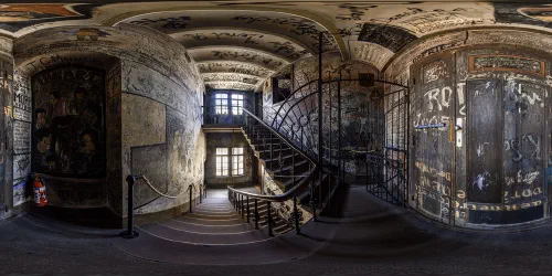 Stairs up to the student prison.